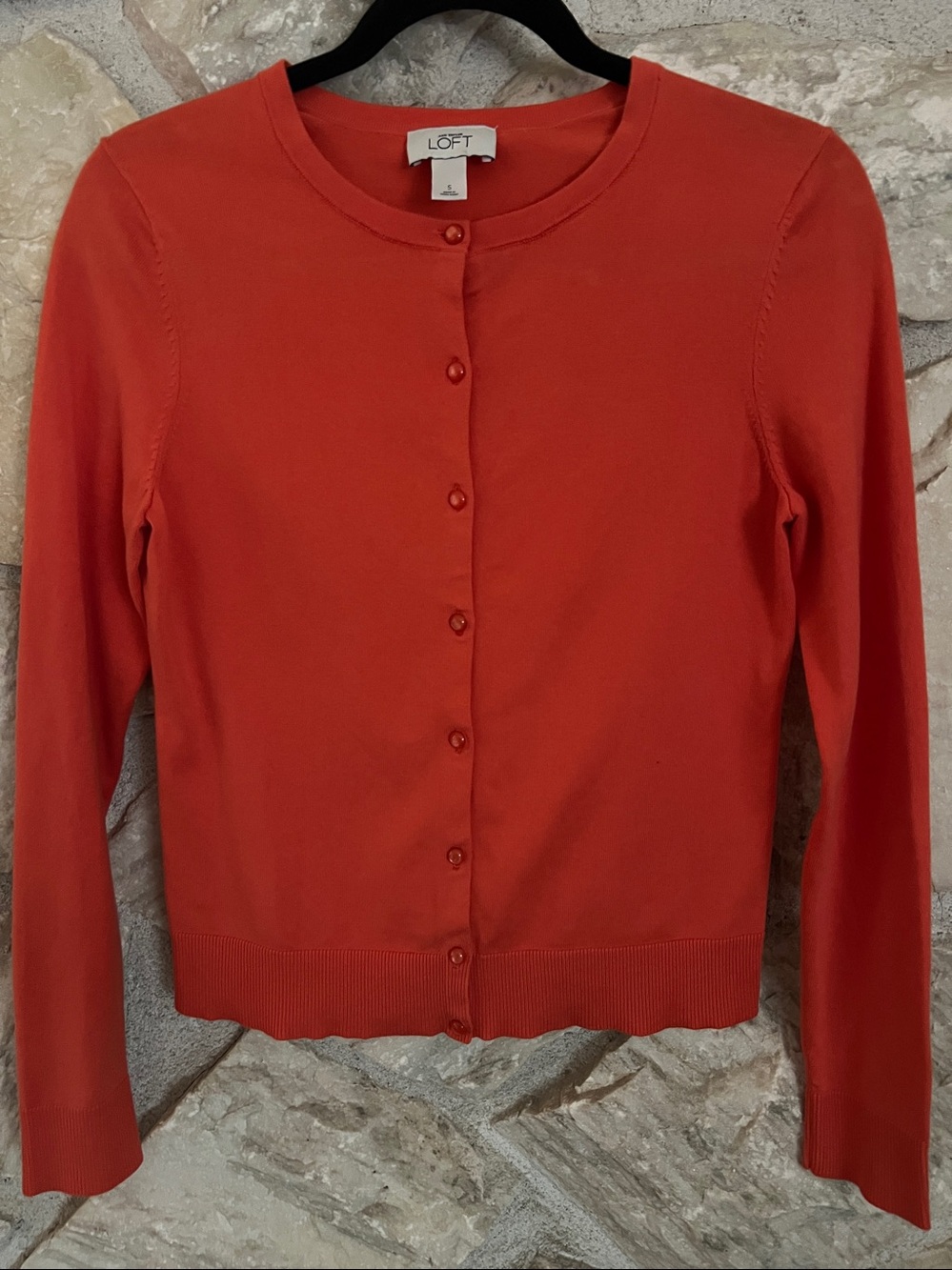 LOFT Coral Button-Up Sweater Small